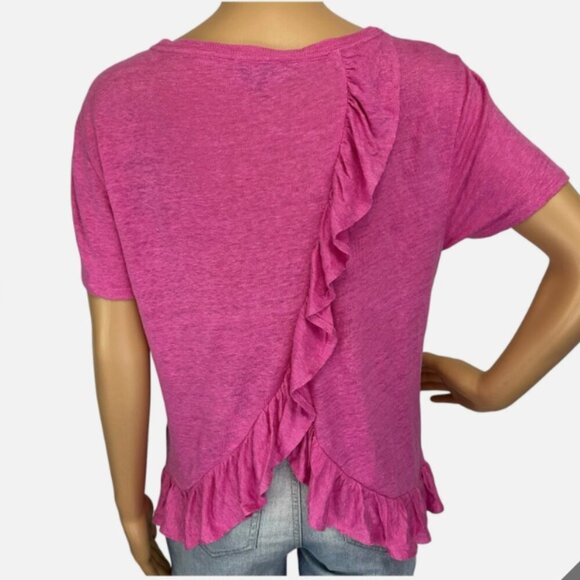 J. Crew Linen Ruffle Back Short Sleeve Top Tee - NWT - Picture 2 of 5